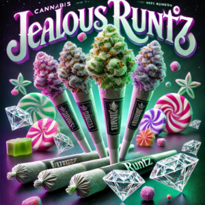 Jealous Runtz Diamond Infused 1.5g prerolls. 1G flower .5g diamonds 68% THC
