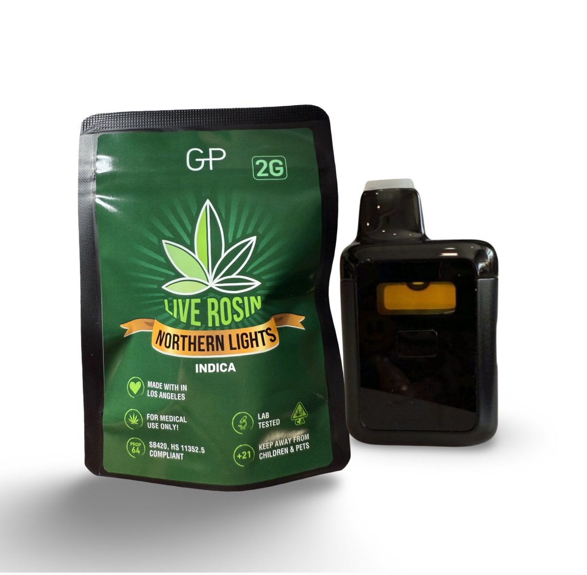 GP 2 GRAMS- Northern Lights Indica 91% LIVE ROSIN all in one vape