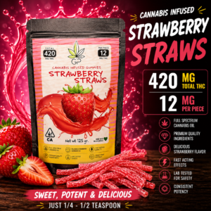 420mg total 12mg per piece THC Cannabis infused STRAWBERRY STRAWS